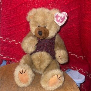 Ty Clyde jointed Fluffy Brown Bear Plush new never played with